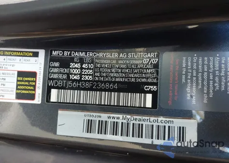 2008 Mercedes-Benz Clk 350 from USA, damaged, VIN WDBTJ56H38F236864